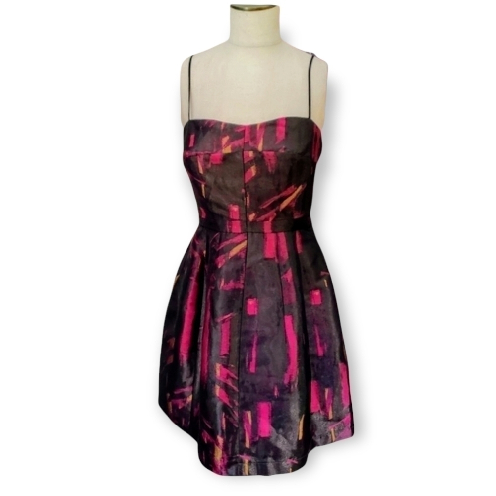 Eight Sixty iridescent abstract print party dress pink black Size Medium